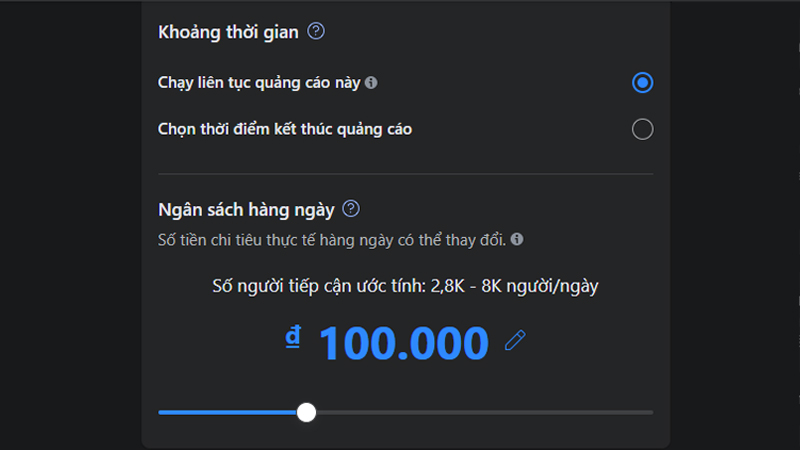 Chạy quảng cáo Facebook theo ngân sách hàng ngày